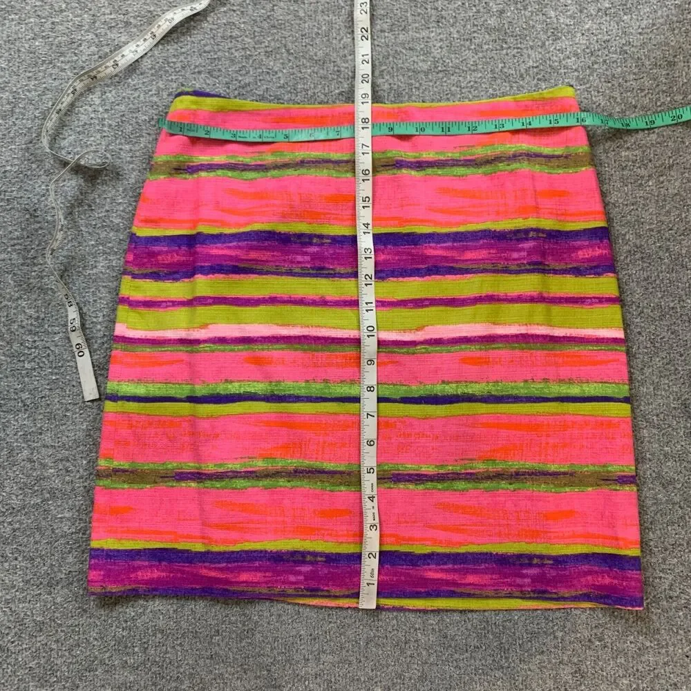 Ann Taylor Skirt Womens 8 Multi Horizontal Stripe Cotton‎ Blend Lined Back Zip